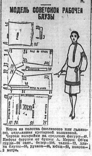 Модель советской рабочей блузы, 20 марта 1928 г.