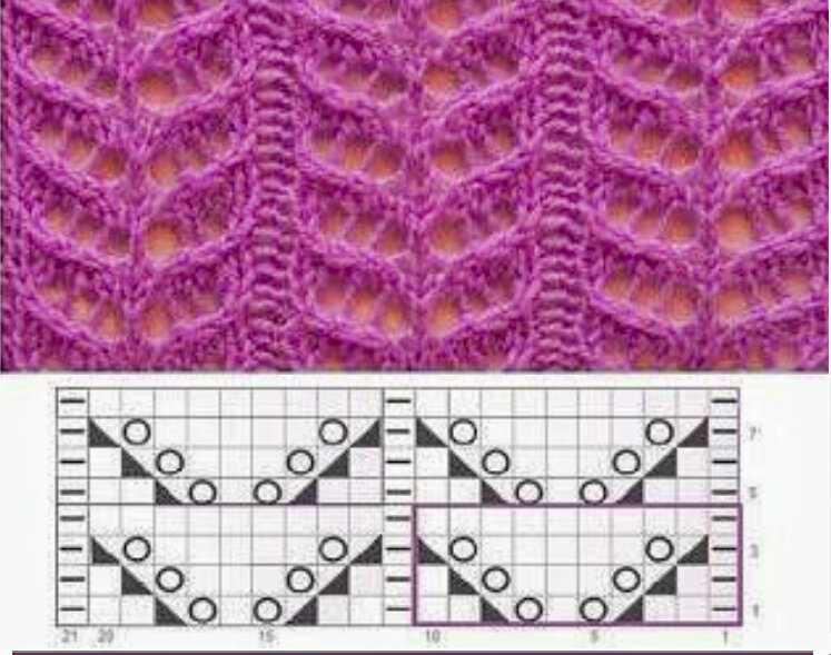 Ажурная полоса спицами схемы горизонтальная