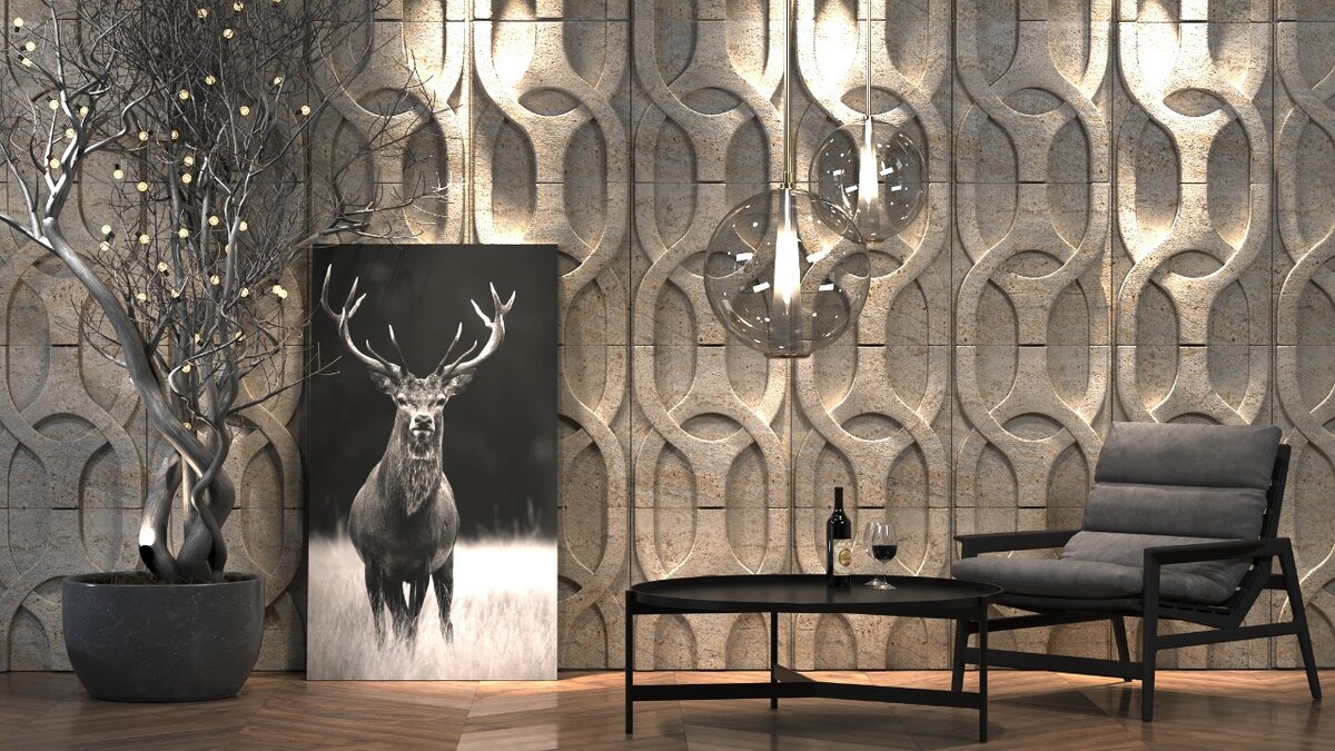 3д Панели "CHAINS" в бежевом исполнении