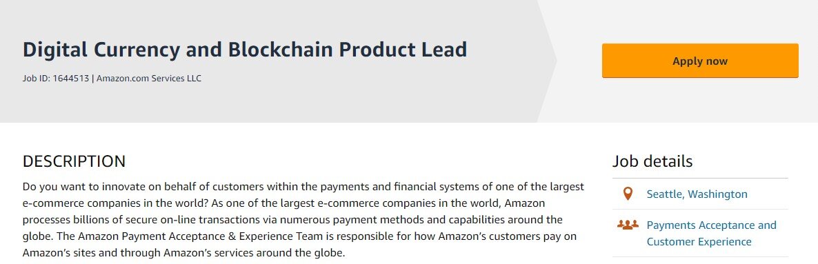 Резюме на Амазон для интеграции криптовалюты в системе