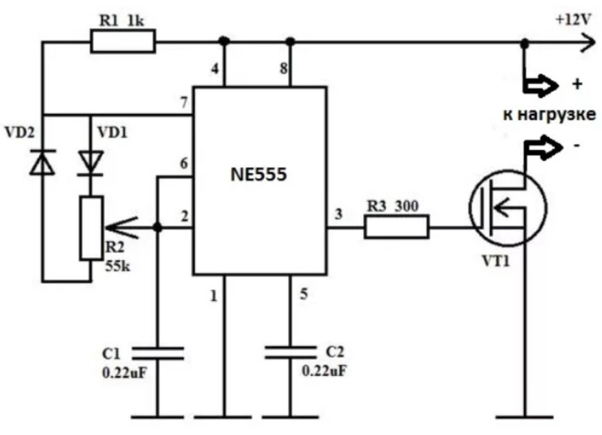 Ne555 схема включения с регулировкой