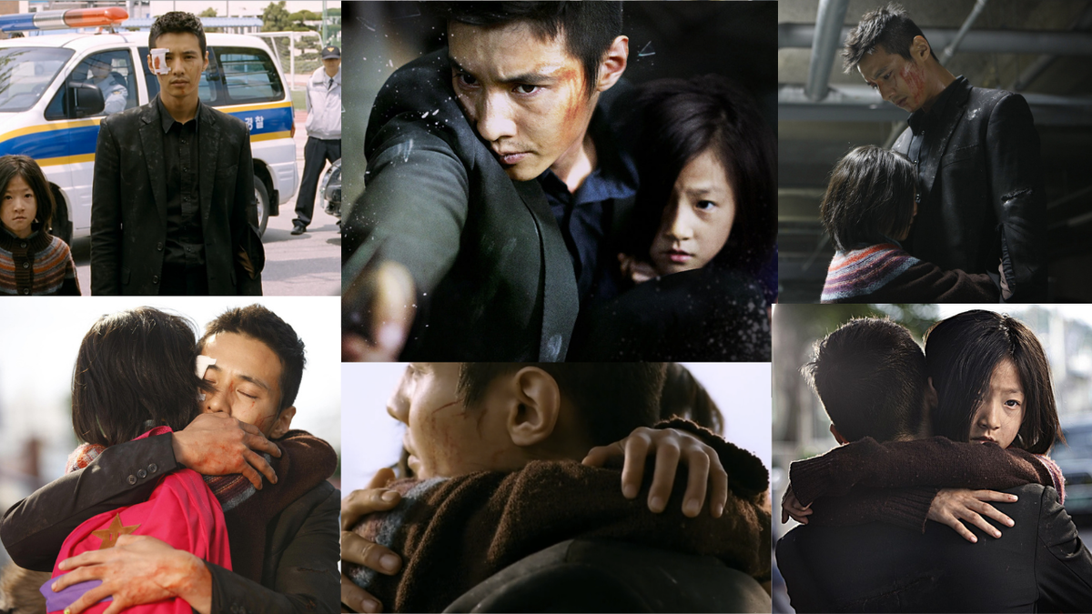 Коллаж кадров из фильма «Человек из ниоткуда», воссоединение героев