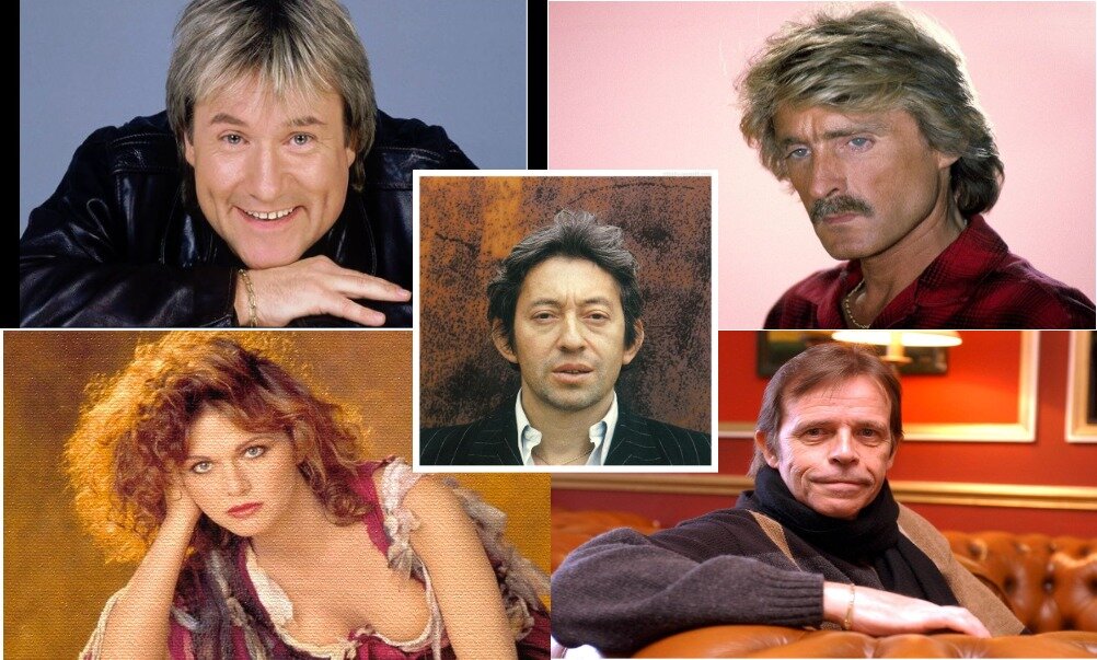 C.Jérôme, Christophe, Jeane Manson, Pierre Bachelet, Serge Gainsbourg. Фото взяты на Яндекс.Фото. Коллаж - БиС.