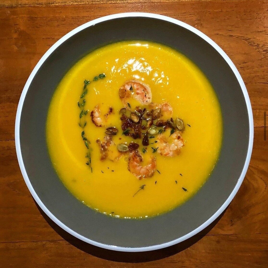 Тыквенный суп с креветками