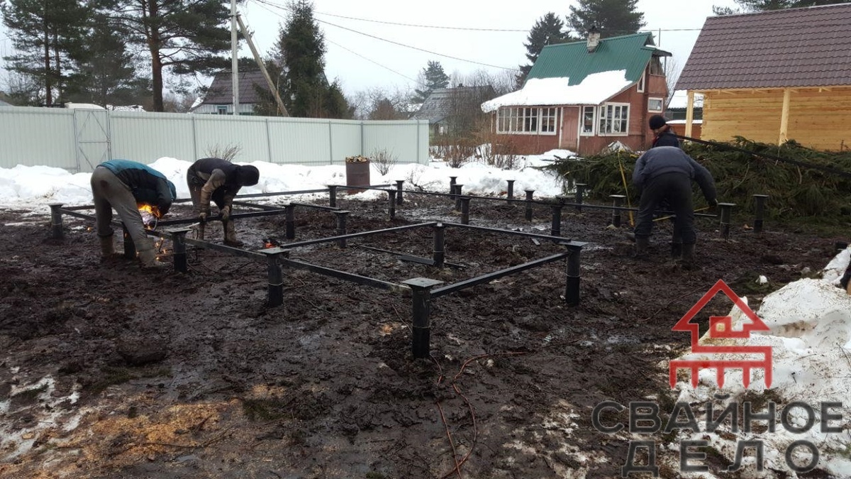 Установка свайного фундамента