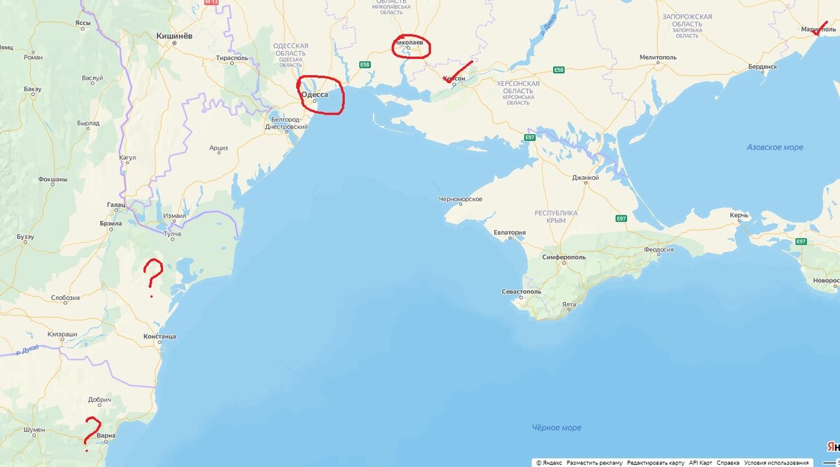 Скрин с Яндекскарт. Пометки автора.