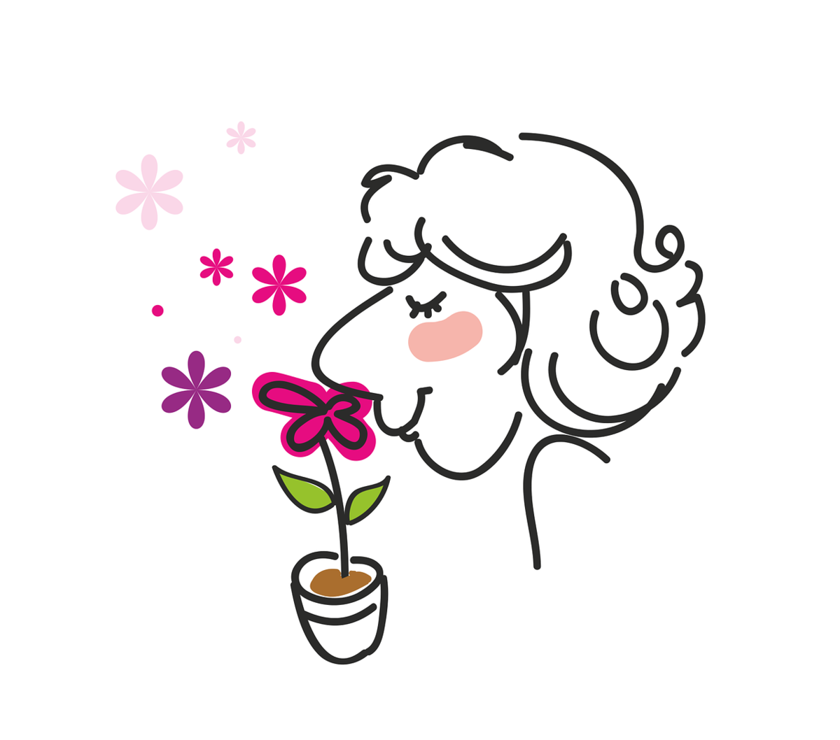 Нос нюхает цветок