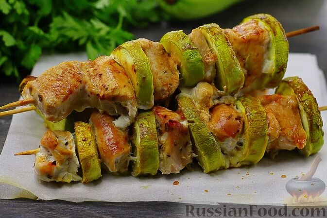 Куриное филе с кабачками в духовке