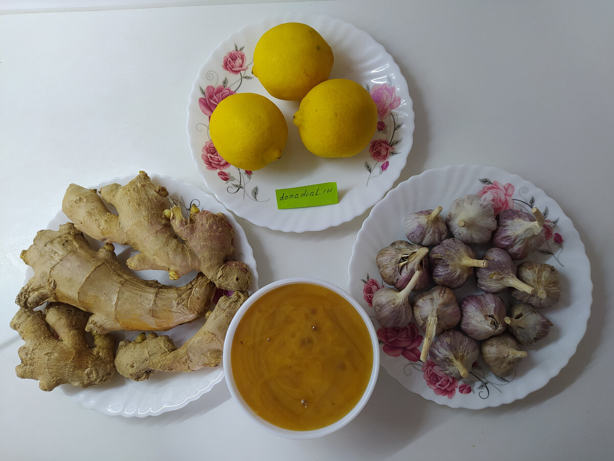 Лимон, имбирь, мед и чеснок