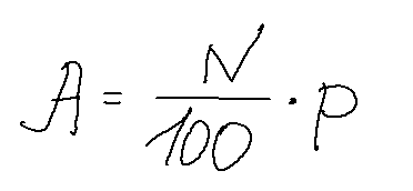 Формула нахождения процентов от числа. По этой формуле можно найти не только значение А, но и значение N или p. 