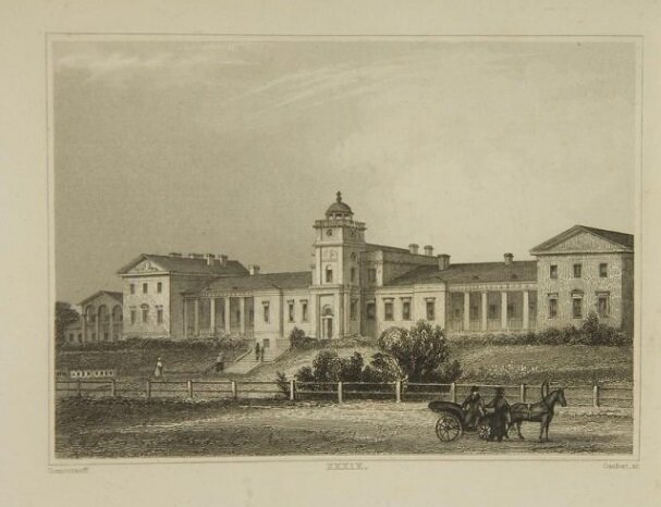 Больница Всех Скорбящих (дом ума лишенных) на Петергофской дороге. Из собрания ГМП