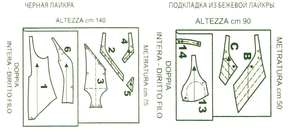 Выкройка сдельного купальника с чашками