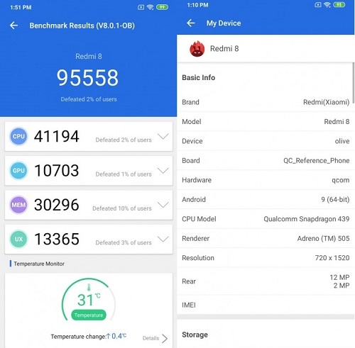 Redmi 8 64gb в тесте AnTuTu Benchmark