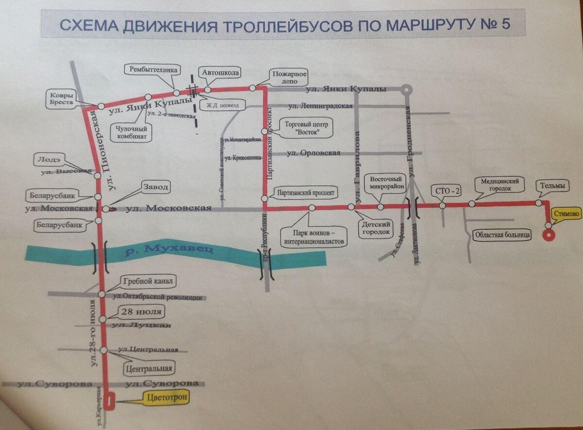 Схема движения автобусов в бресте