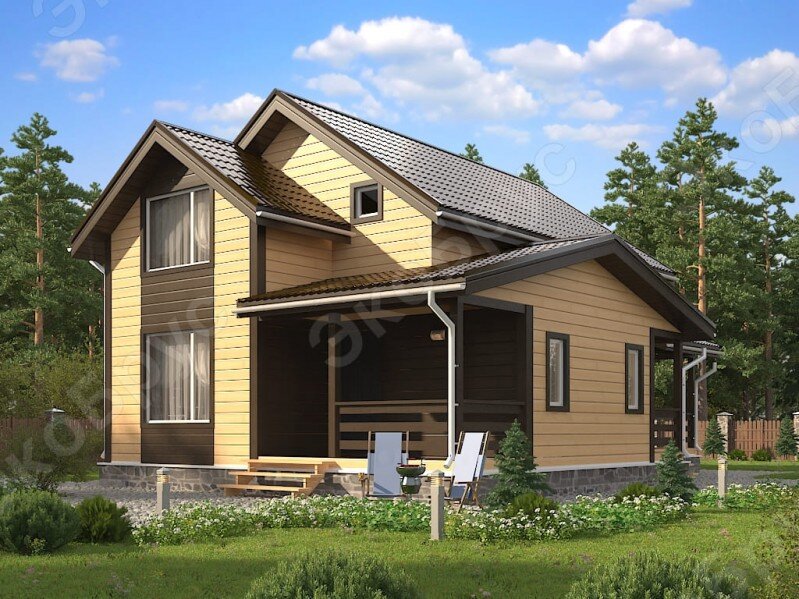 Рисунок 1. Проект каркасного полутораэтажного дома Выборг Д-9