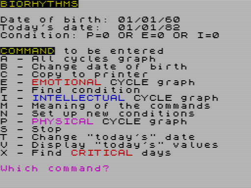 Скриншот программы «Biorhythms»