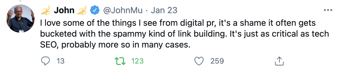 Я люблю некоторые из вещей, которые я вижу из цифрового PR, это стыд, это часто получает зацикливается с спаммом вроде здания ссылок.  Это так же важно, как технология SEO, вероятно, больше так во многих случаях