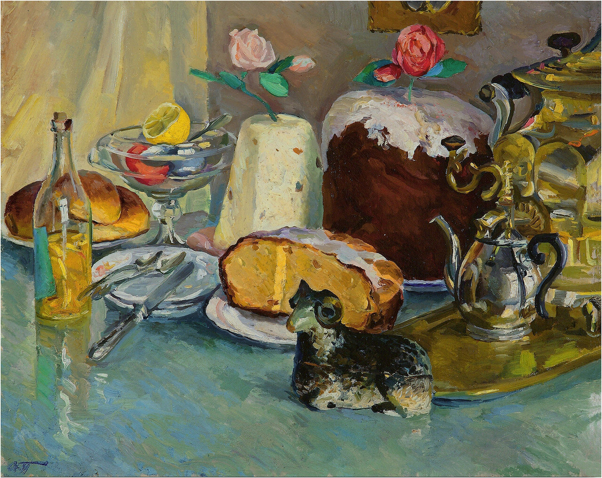 Аркадий Александрович Пластов. "Пасхальный натюрморт". 1920 год. 