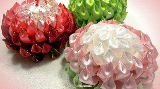 Цветы из узкой ленты шириной 1,2 см. МК. Канзаши. / DIY. Kanzashi. Ribbon flowers.