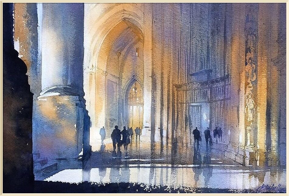     / Thomas W. Schaller / * 1967 / "Cathedral - St. John the Divine - NYC"/   -    - - / 2015  14x20 inhes