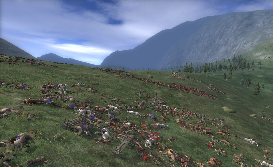 Типичное поле боя в Medieval 2. Основная армия ушла преследовать убегающих.
