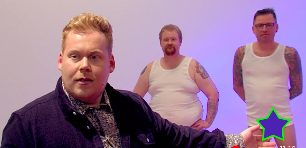 Программа "Ультра сбрасывает одежду" Скриншот с сайта https://www.dr.dk/drtv/se/ultra-smider-toejet_-hvilken-tissemand-er-mest-almindelig_191747