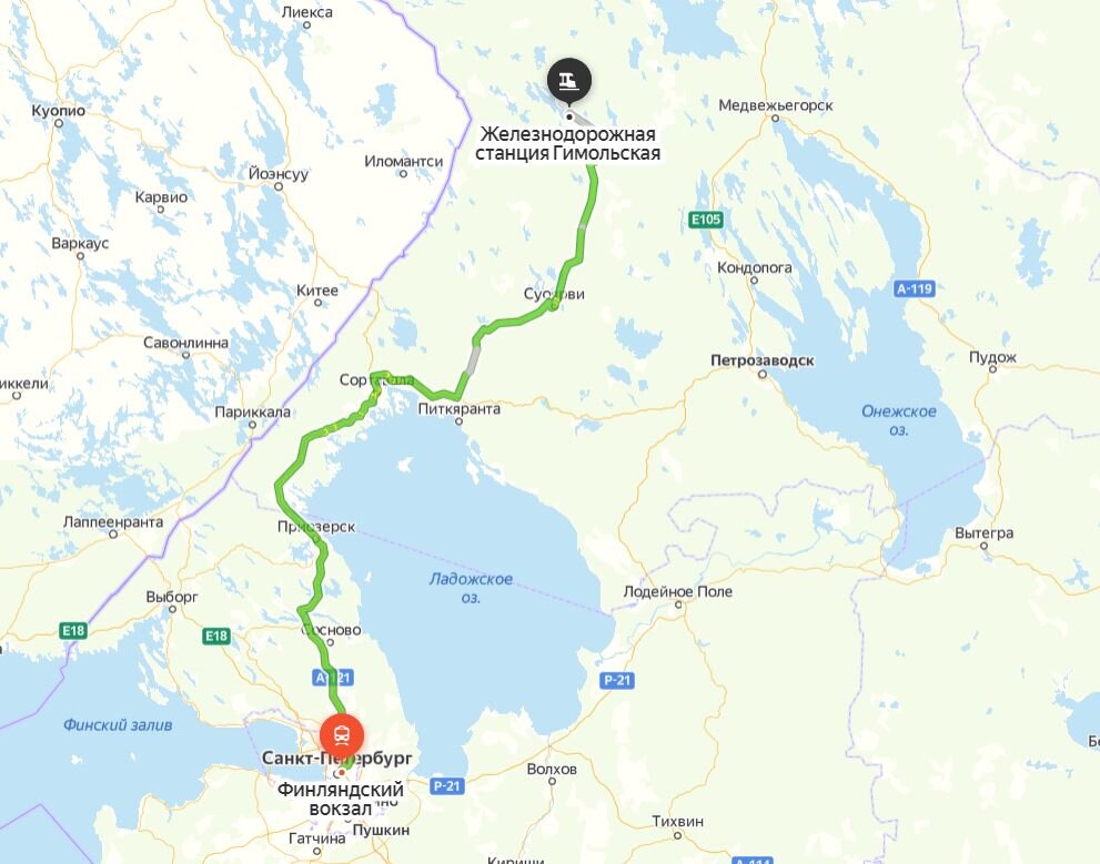 Шаг 1. Поезд Санкт-Петербург — Костомукша, выходите на станции Гимольская.