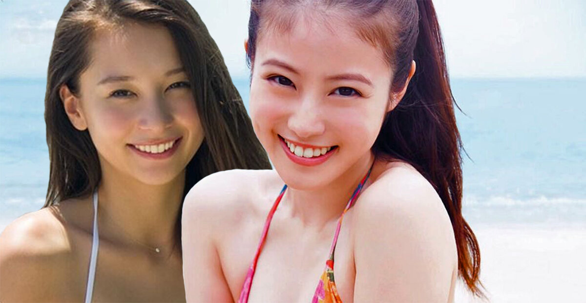 Японские школьницы рады прибытию на море [фотоколлаж автора]