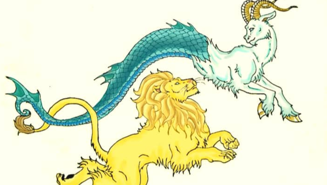 Дракон знака зодиака лев. Лев и Козерог. Козерог с рыбьим хвостом. Знак зодиака Лев. Лев с рыбьим хвостом.