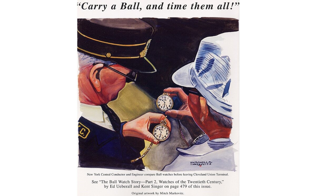 Нарисованный рекламный постер часов Ball
