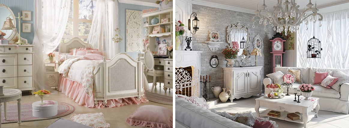 Шебби-шик в интерьере детской и гостиной 