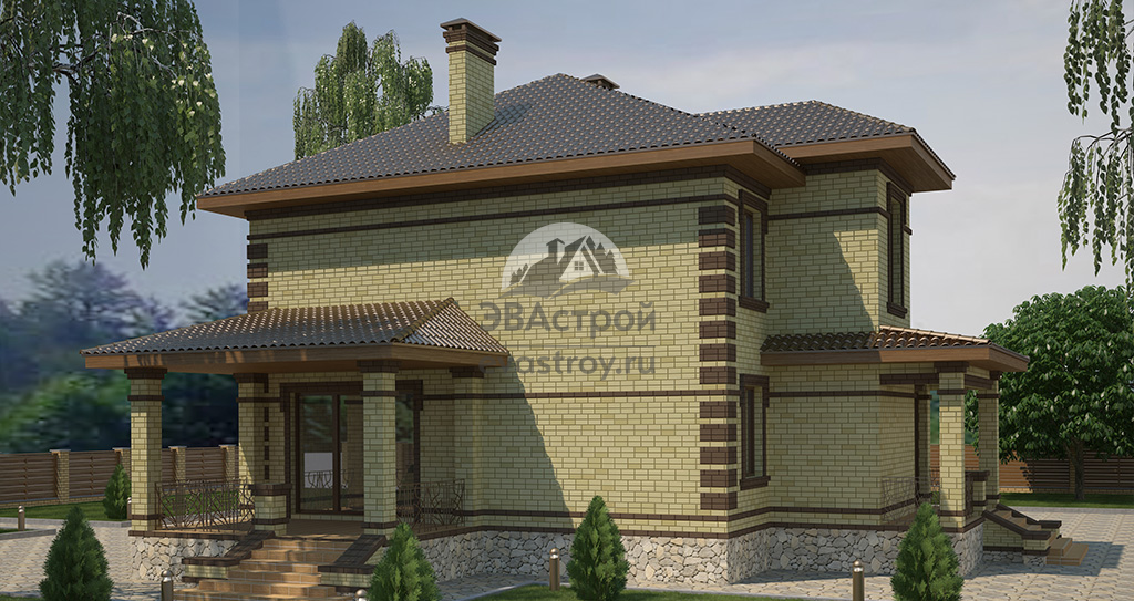 Проект двухэтажного дома 203 м2 с гаражом, кабинетом и террасой - 101-95 