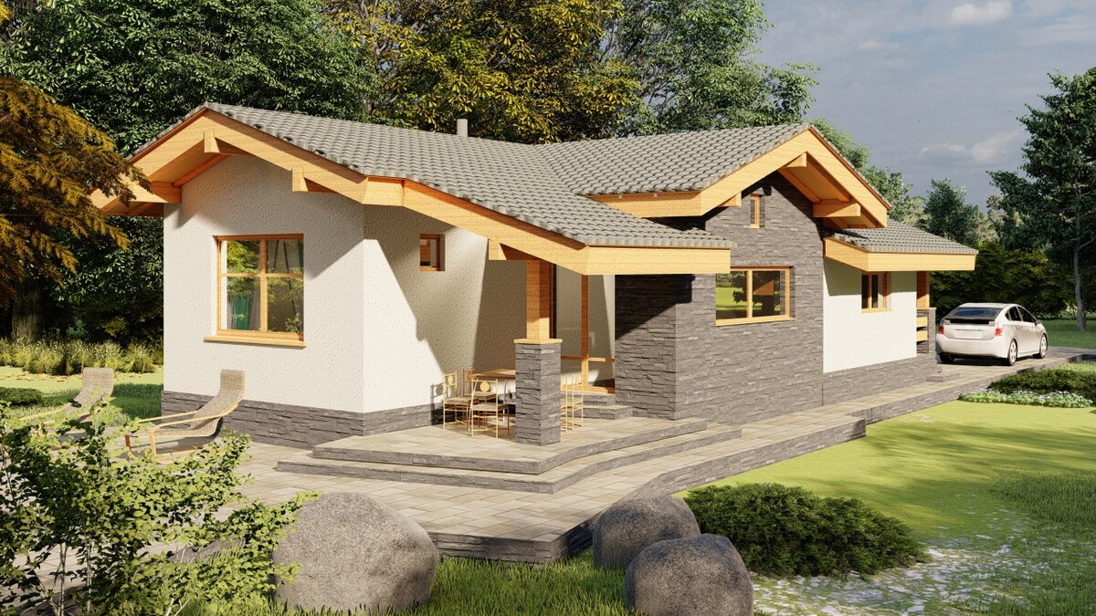 Садовая терраса не выходит за габариты дома