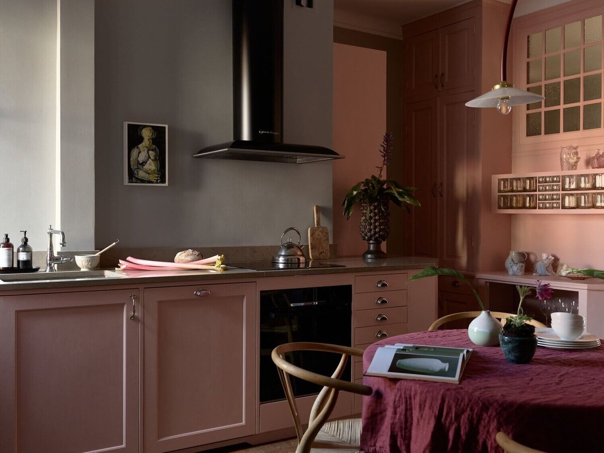 Dusty Pink Kitchen 4k