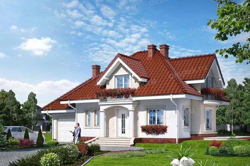 Проект трехэтажного дома 231 м2 из газобетона с подвалом, мансардой и гаражом DTV100131