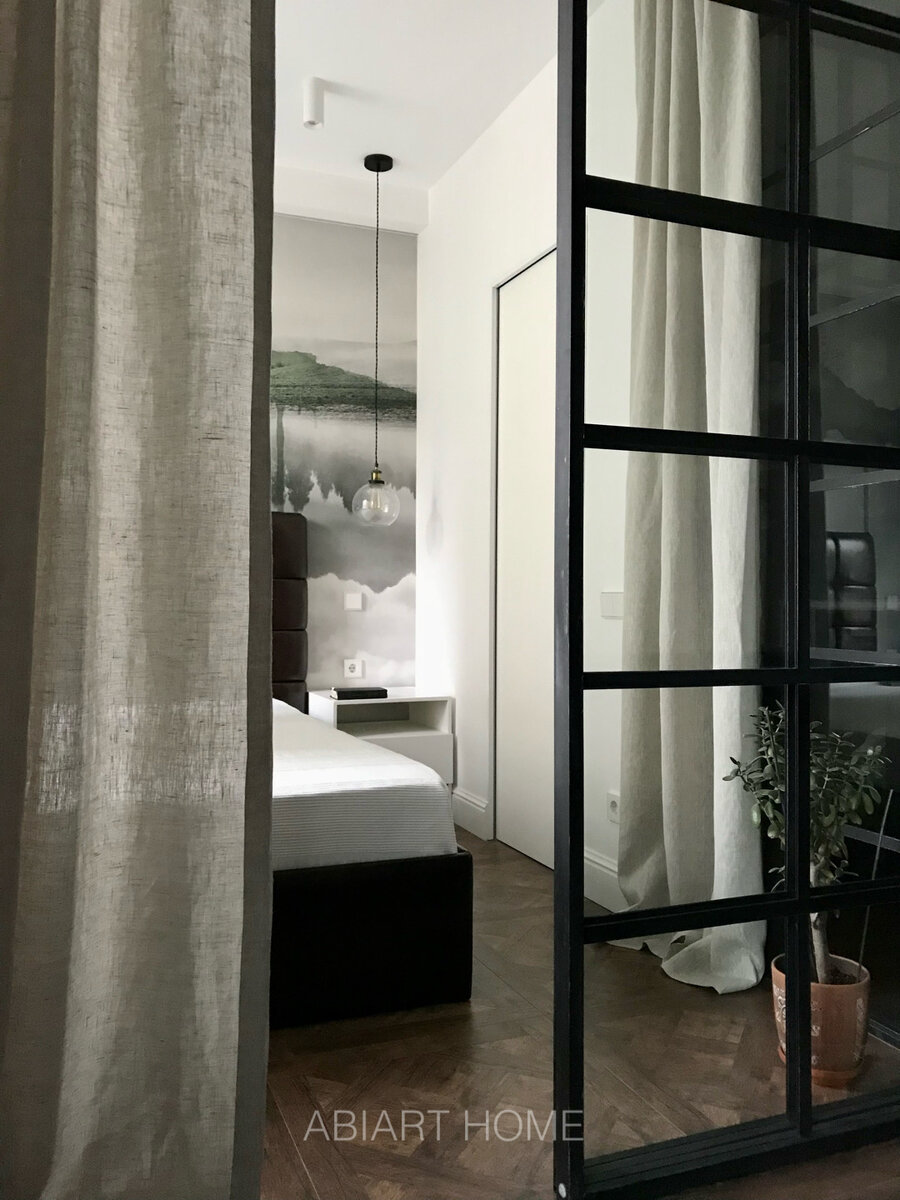 Портьеры без подкладки из 100% льна. Дизайн и пошив ABIART HOME. ЖК «Пресня сити» 