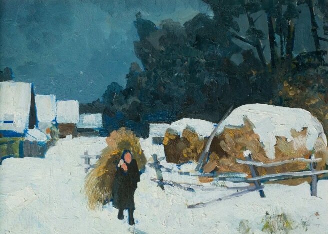 Ишков. Зимний пейзаж. Холст, масло.