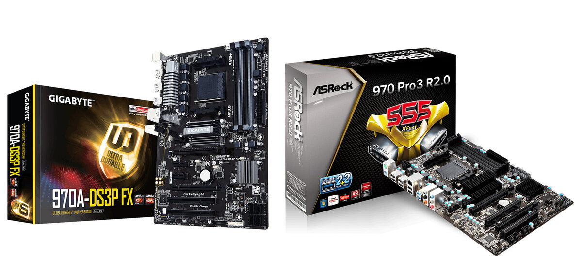 Gigabyte GA-970A-DS3P FX (rev. 2.1) и ASRock 970 Pro3 R2.0