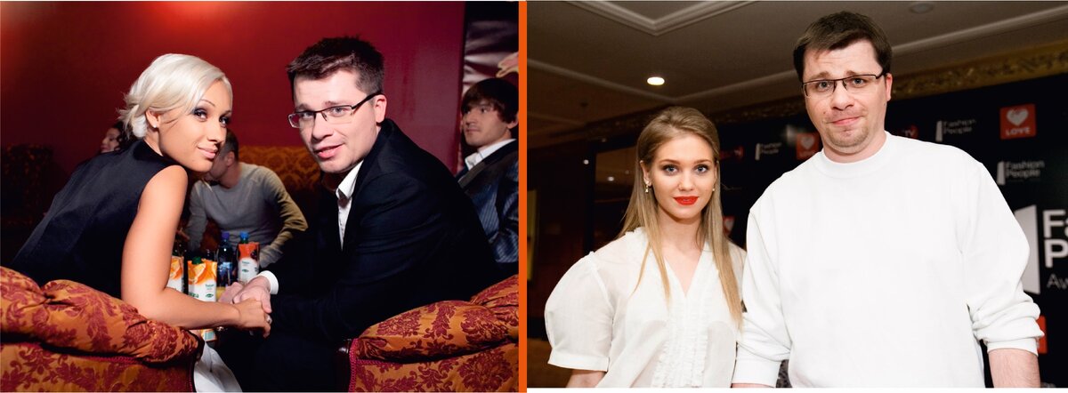 На фото слева - Гарик со своей бывшей женой Юлией. На фото справа - Кристина и Гарик. 
