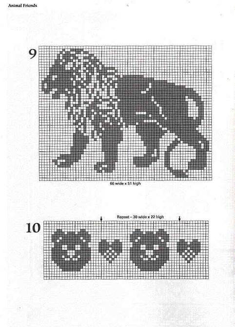 Схемы \»Животные\» для филейного вязания