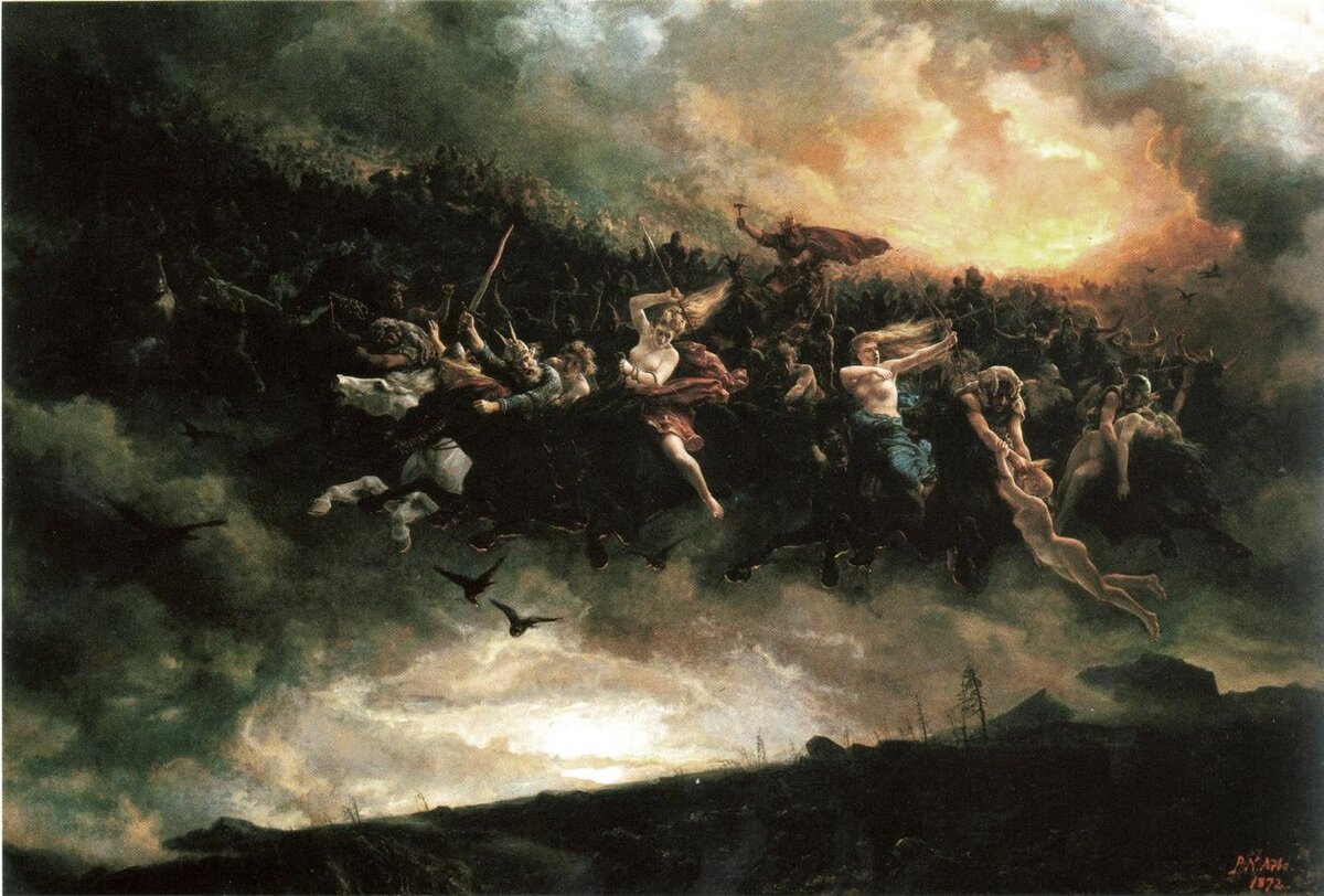 Петер Николай Арбо (1831-1892). "Дикая охота Одина", 1872.
