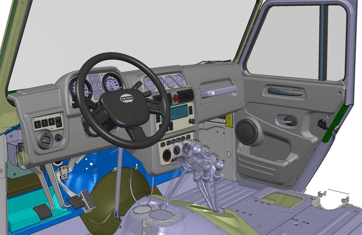 Таким бы мог быть салон обновленного УАЗ Хантер. Фото УАЗбука