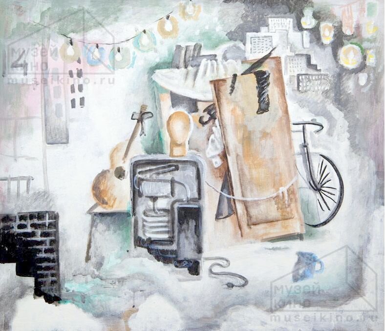 Художник Александр Трофимович Борисов работал с Эльдаром Рязановым над многими проектами. Одним из них был "Ирония судьбы". Именно из его эскизов декорации квартир главных героев и родилась неповторимая стилистика и внешнее отображение необустроенного быта петербургской учительницы Нади Шевелёвой. - Источник фото: museikino.ru