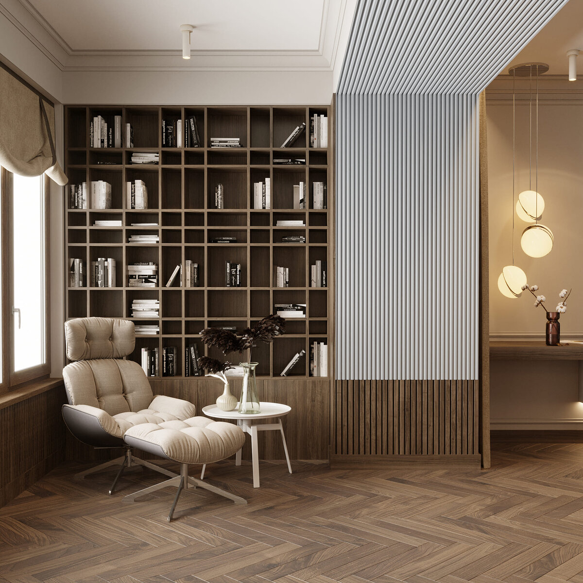 Гостиная с применением классических панелей "Reiki" от бренда "Relieffo"