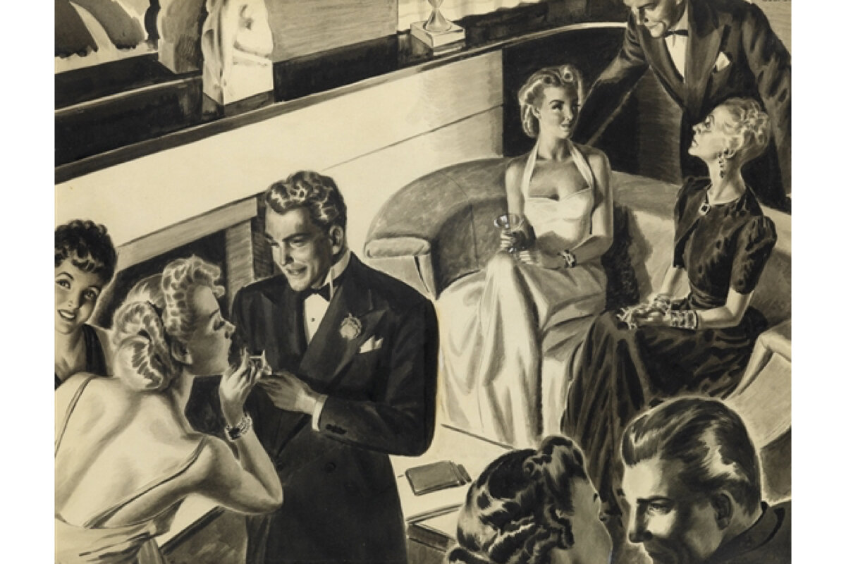 «Коктейльная вечеринка». США 30-е годы. Художник Mario Cooper (1905 - 1995 гг)