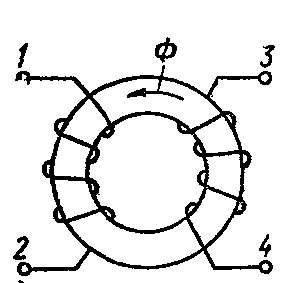Рис. 1  Трансформатор с магнитной связью между обмотками.