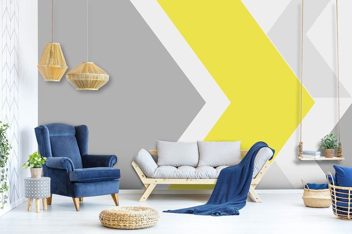 Яркий и дерзкий дизайн гостиной
