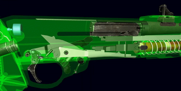 Работа частей ударно спускового механизма в полуавтоматическом режиме