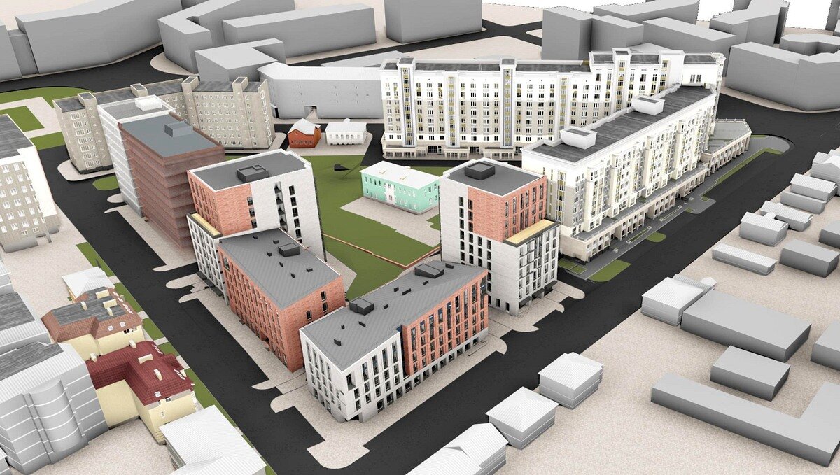 Объемно-пространственное решение квартала