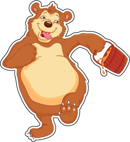 Медведь с бочонком мёда.